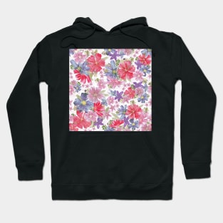 Pink, fuchsia and purple watercolor flowers Hoodie